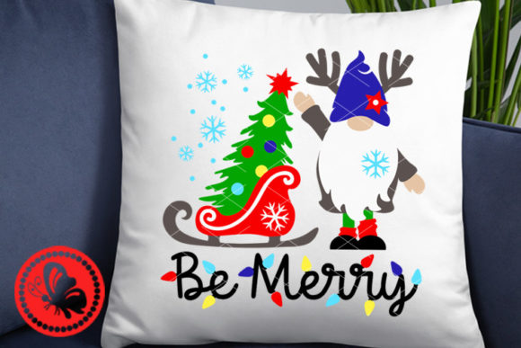 Be Merry Gnome Christmas Tree Clipart Illustrations