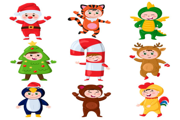 Christmas Costumes Illustrations for Branding and Marketing