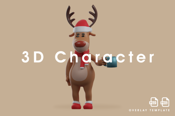 Christmas Deer 3D Cartoon Holding a Mug Illustration Review