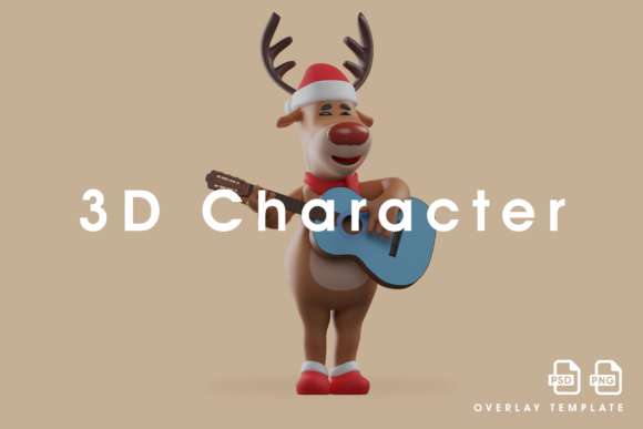 Christmas Deer Cartoon 3D Playing Guitar Illustration Review