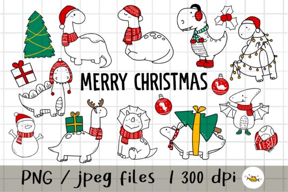 Christmas Dinosaur Clipart for Handmade Projects and Cricut Use