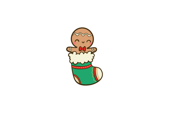 Christmas Gingerman Sock Green Svg Illustrations for Crafting
