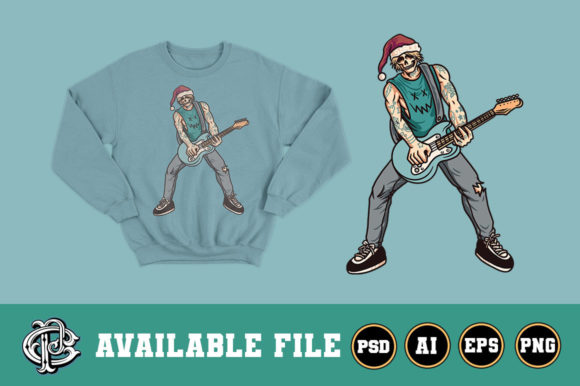 Christmas Rocker T-shirt Design Illustrations