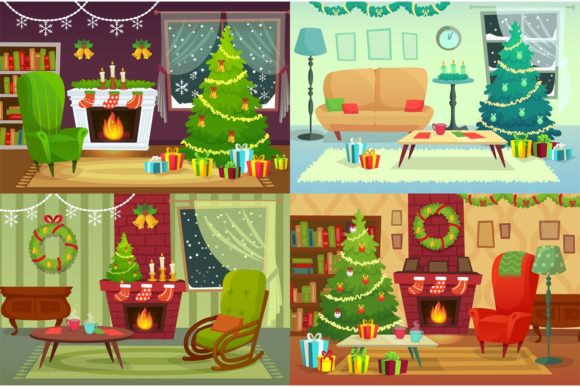 Christmas Room Interior: A Designer's Review of Seasonal Illustrations