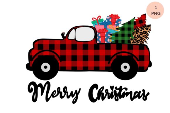 Christmas Tree Truck Gift Sublimation Illustrations