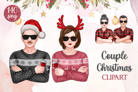 Couple Christmas Illustrations for Modern Blog Design