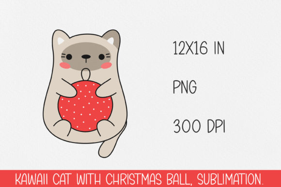 Cute Kawaii Cat with Christmas Ball: A Review for Small Business Illustrations