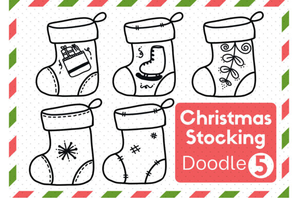 Doodle Christmas Stocking Set17 Illustrations