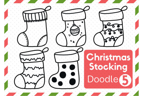 Doodle Christmas Stocking Set18 Illustrations