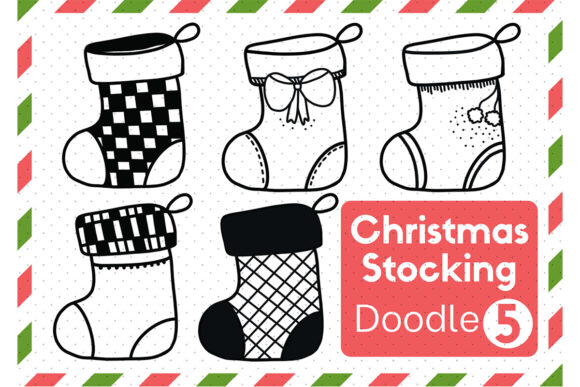 Doodle Christmas Stocking Set8 Illustrations
