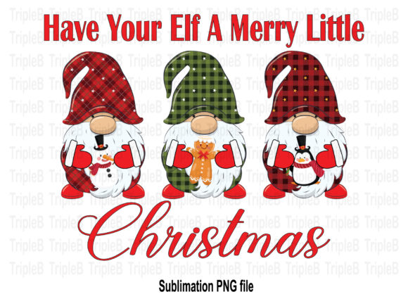 Elf Merry Christmas Gnome Sublimation Illustrations