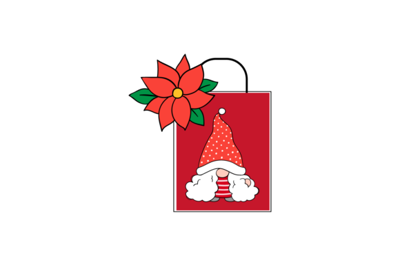 Gnome Christmas Bag Flower Illustration