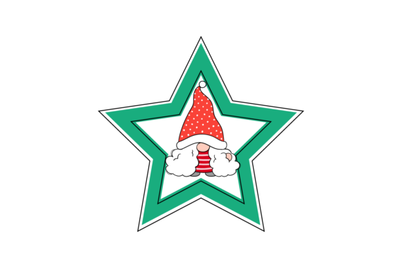 Gnome Christmas Ornament Star Illustration