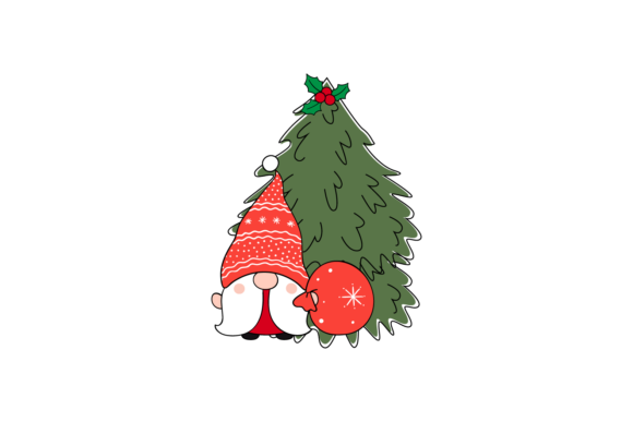 Gnome Christmas Ornament Tree Illustration