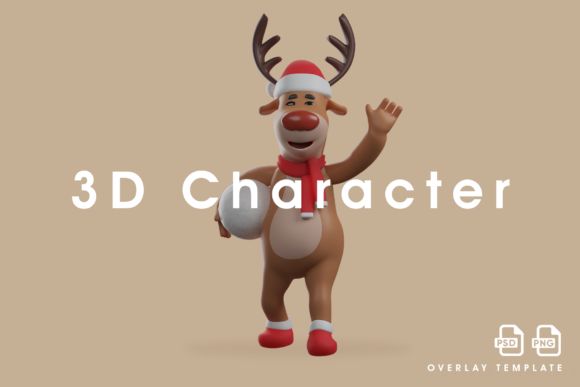 Happy 3D Christmas Deer Holding Snowball Illustration Review