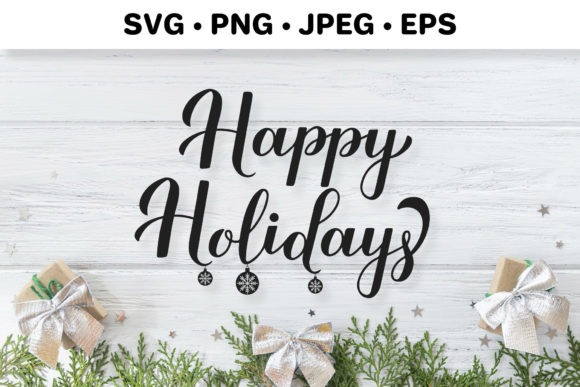 Happy Holidays Sign Winter Christmas Illustration