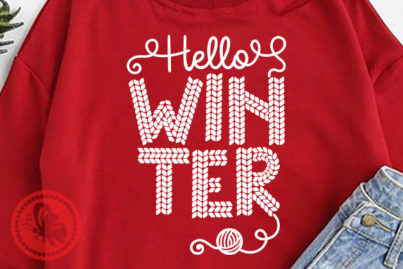 Hello Winter Clipart Yarn Font Christmas Illustrations