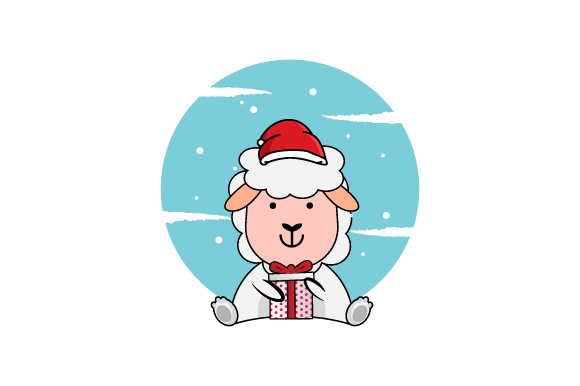 Illustration Sheep Wearing Christmas Hat for Illustrations