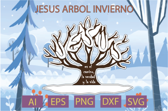 Jesús Árbol Invierno T-Shirt Designs