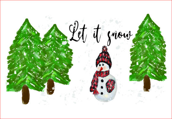 Let It Snow, Watercolor Christmas Png for Illustrations