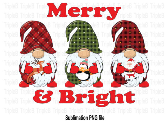 Merry Bright Christmas Gnome Embroidery