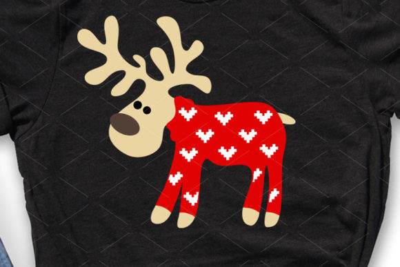 Reindeer in a Red Sweater Christmas Art for Blog and Website Design