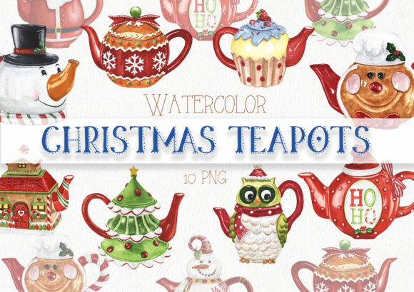 Watercolor Christmas Teapots Clipart Embroidery Review