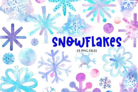 Watercolor Snowflakes Illustrations for Crafting