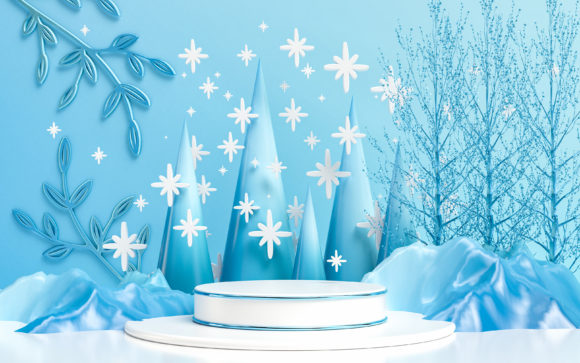 Winter Merry Christmas Luxury Podium Illustrations